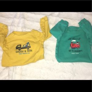 Two 3-6 month long sleeve onsies